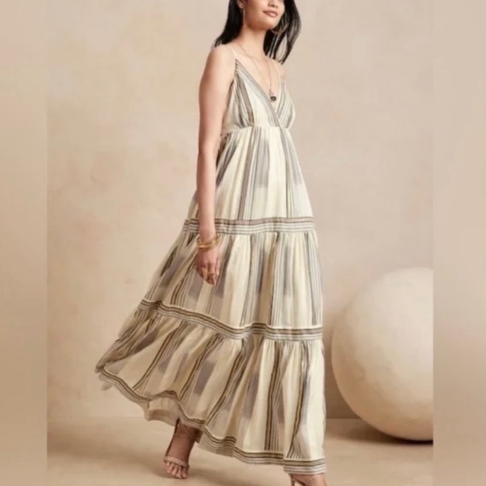 Banana Republic Zephyr Tiered Spaghetti Strap Maxi Dress Size XS